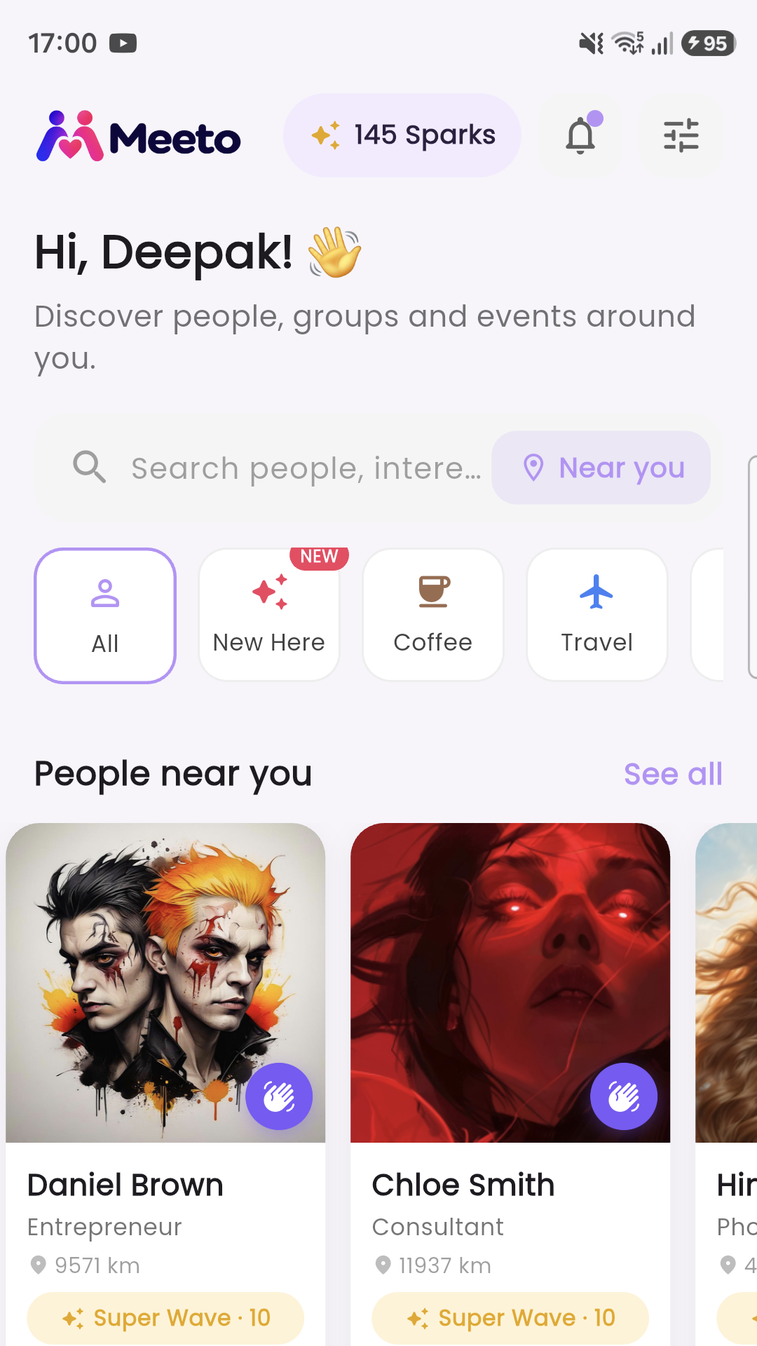 Discover people nearby on Meeto